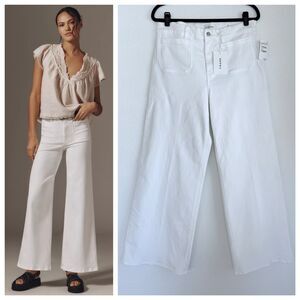NWT FRAME Denim Le Slim Palazzo High Rise Wide Leg Flare Jeans in White Size 32